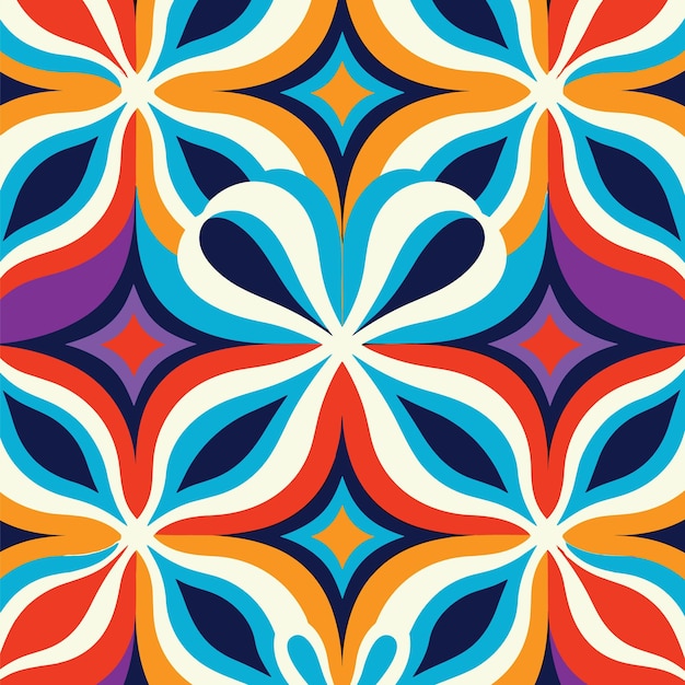 Retro 70s symmetric pattern vector illustration design per progetti nostalgici