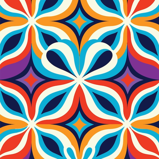 Retro 70s Symmetric Pattern Vector Illustration Design for Nostalgic Projects