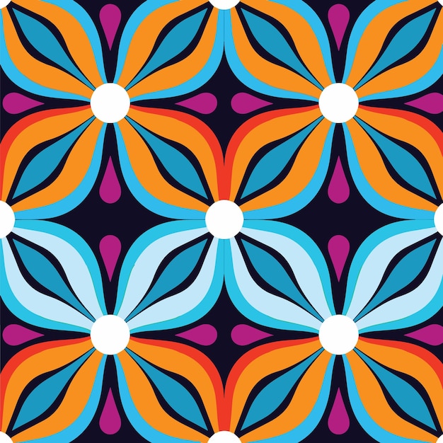 Retro 70s Symmetrische patroon vector illustratie ontwerp voor nostalgische projecten