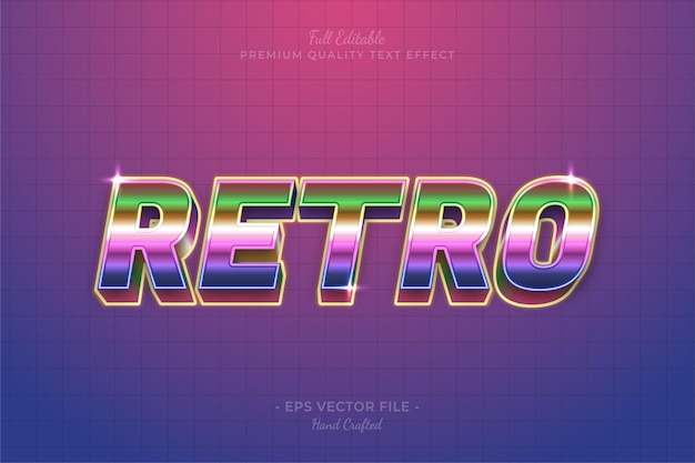 Vector retro 80's editable 3d text style effect premium