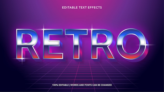 Vector retro 80's editable text effects