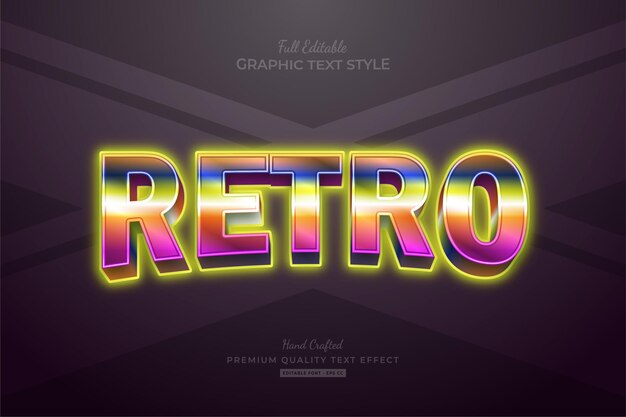 Вектор Стиль шрифта с редактируемым текстовым эффектом retro 80s gradient