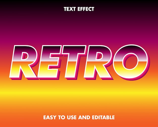 Retro 80s lettertype-effect Paars en geel verloop. Premium ontwerp