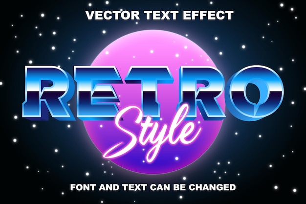 Retro 80s retrowave-stijl roze maan 3d bewerkbare teksteffect lettertypesjabloon