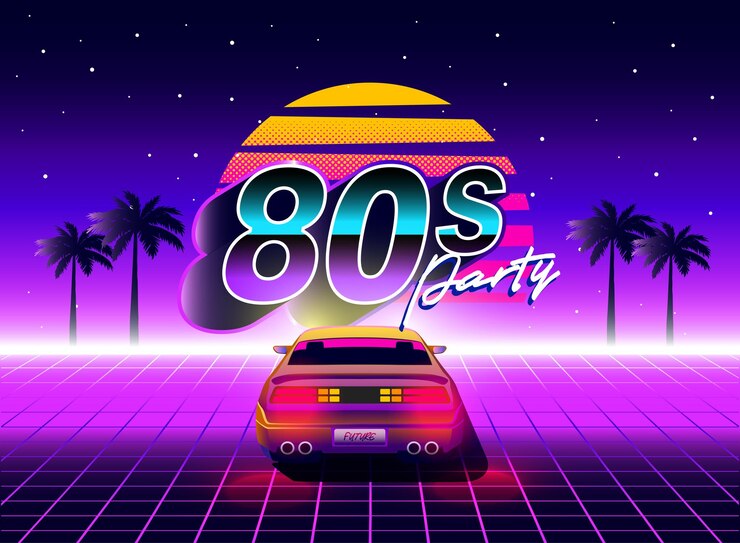 Vector retro 80s sci-fi futuristische stijl achtergrond vector retro futuristische synth wave illustratie
