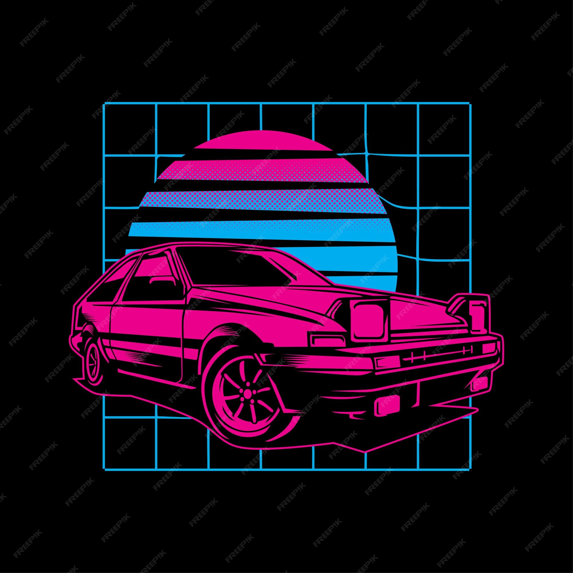 HD wallpaper: retrowave, purple, vaporwave, typography, Initial D