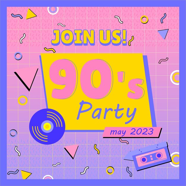 Vector retro 90's party template