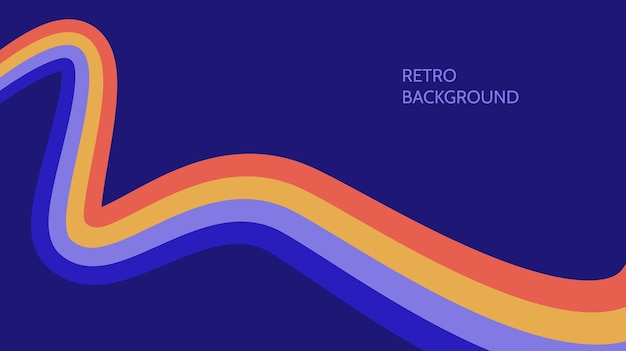 レトロな抽象的な線形背景。カラフルな波線の壁紙。ビンテージの湾曲したストライプとライン