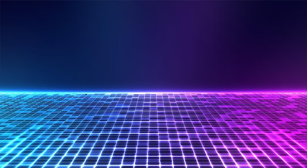 Retro achtergrond in cyberpunkstijl SciFi-achtergrond Neonlichtrasterlandschappen jaren 80 jaren 90