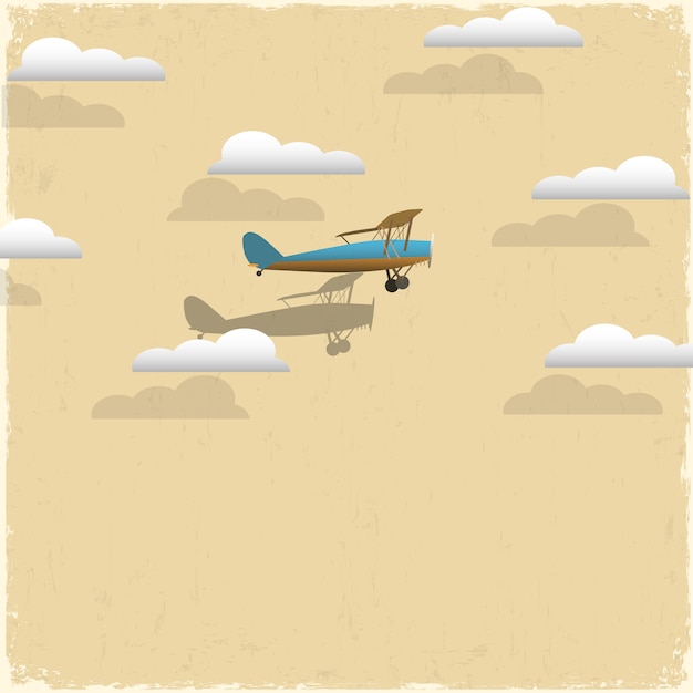 Retro airplane and clouds from paper