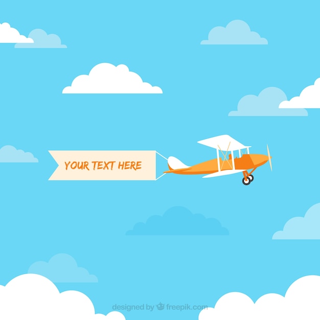 retro airplane flying with banner vector