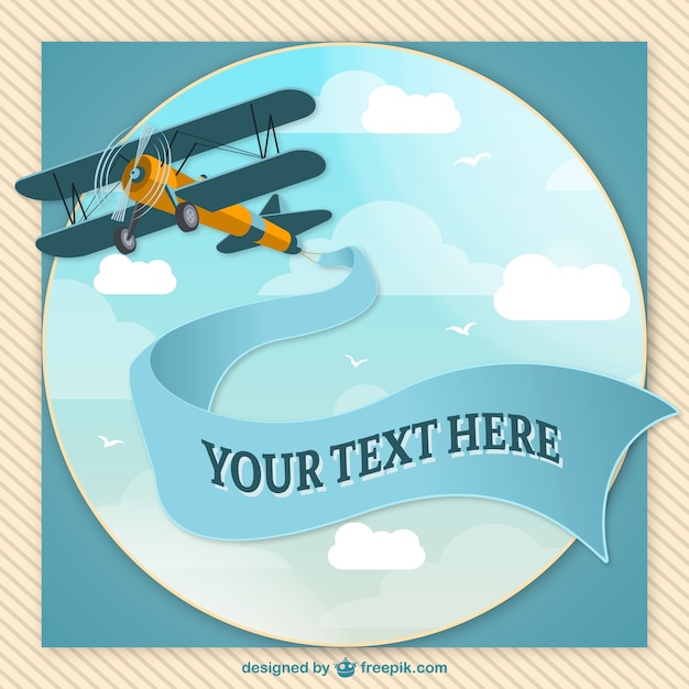 Vector retro airplane with message