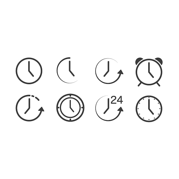 Vettore sveglie retrò impostano icone, ottimo design per qualsiasi scopo. concetto di gestione del tempo.