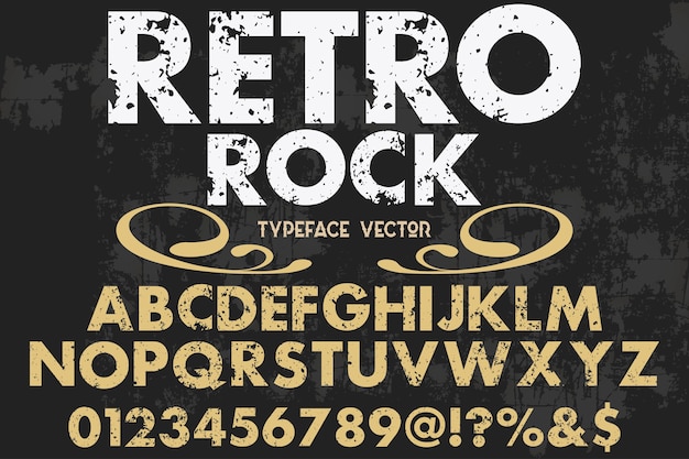 Retro alphabet font design rock