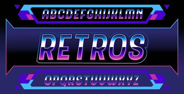 Retro alphabet font vintage alphabet vector 80s 90s old style graphics