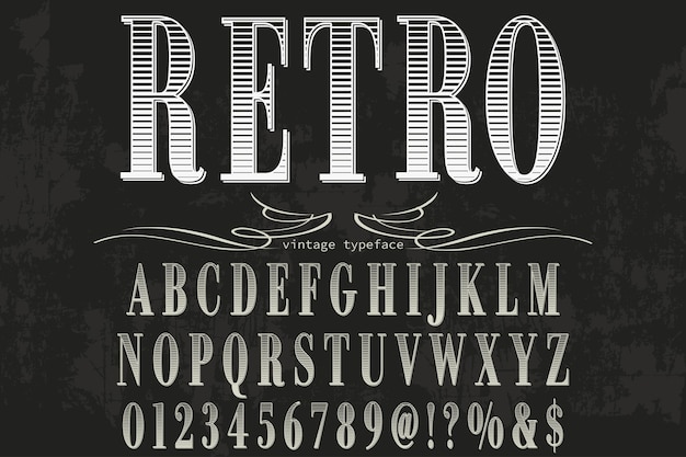 retro alphabet label design