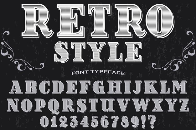 Vector retro alphabet label design