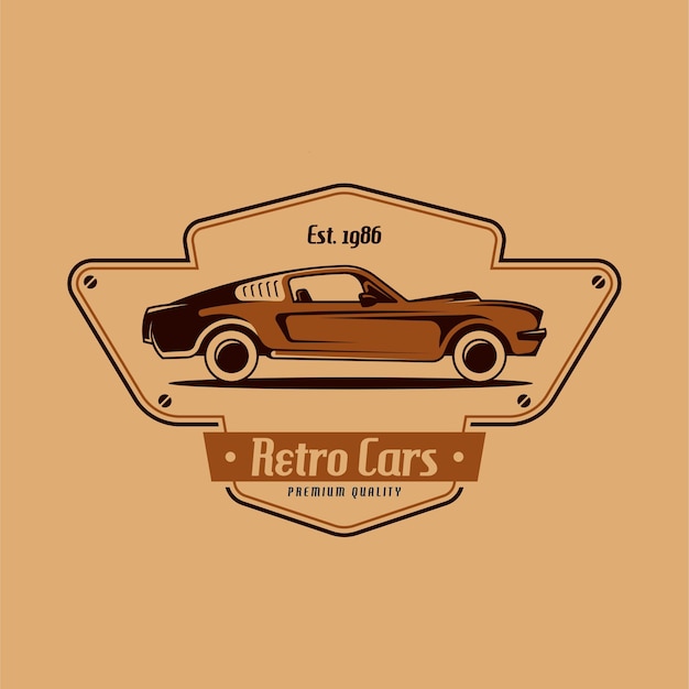 Vector retro american muscle car logo design template