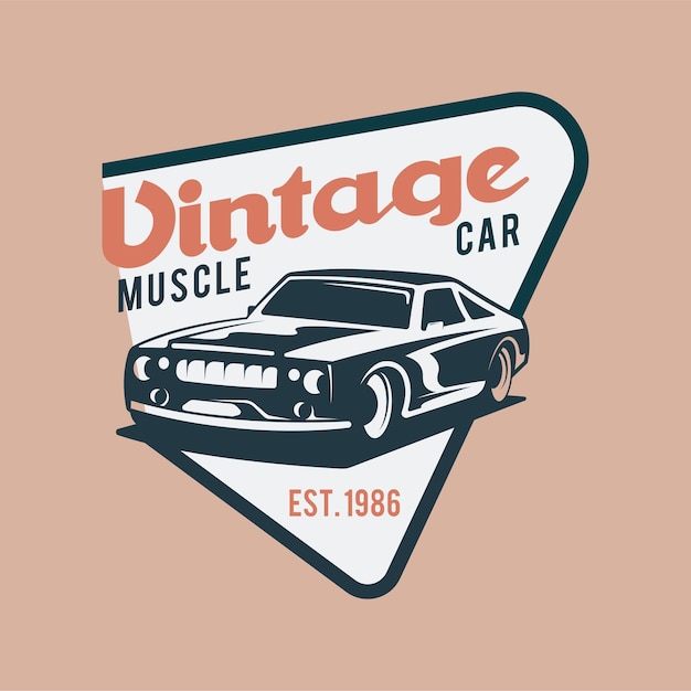 Retro american muscle car logo design template