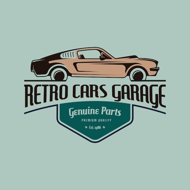 Retro american muscle car logo design template