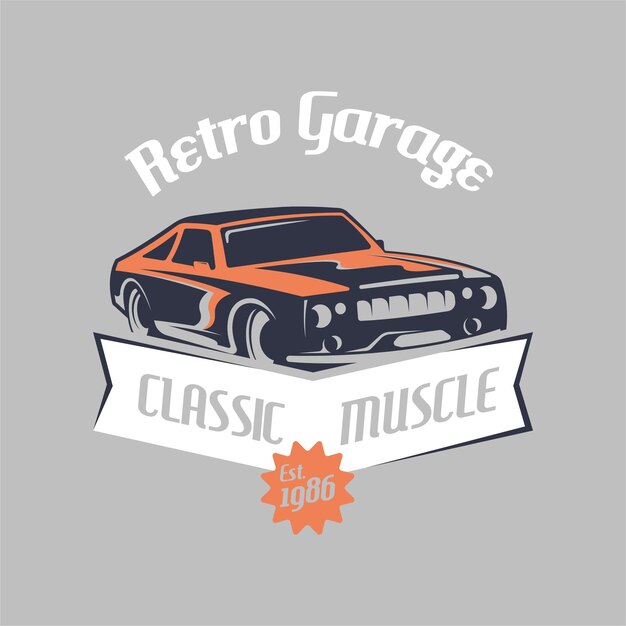 Retro amerikaanse muscle car logo ontwerpsjabloon