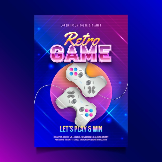 Retro arcade gaming poster template