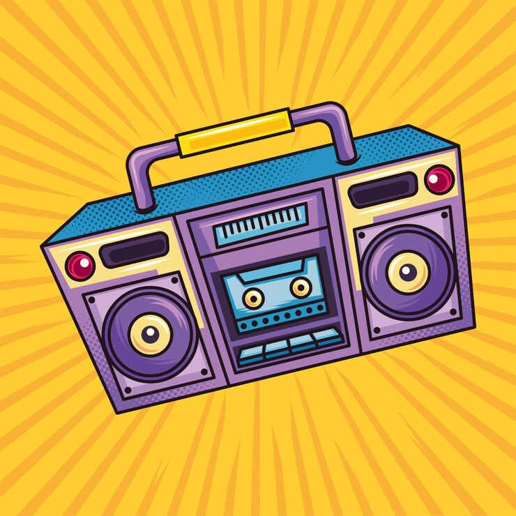 Vector retro audio boombox