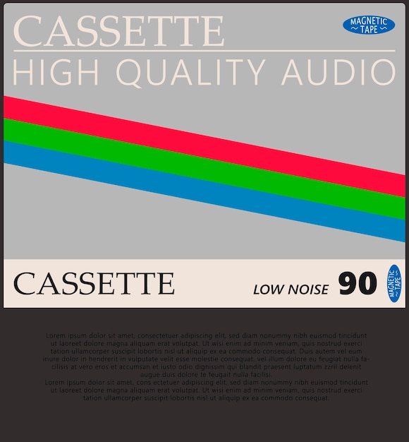 Retro audio cassette cover art design vector van de jaren tachtig