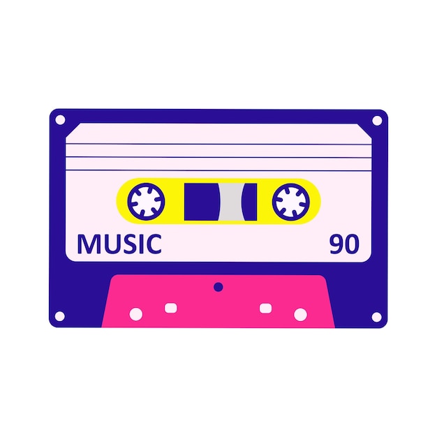 Retro audio cassettebandje Cartoon trendy vectorillustratie