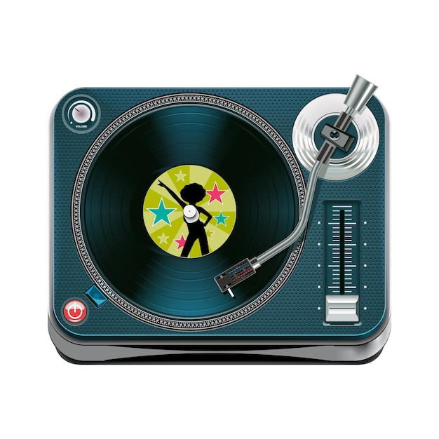 Retro audio spelers Cartoon 80s stereo apparaten vintage tape platen 90s muziek audio set