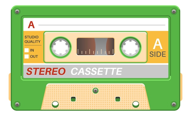 Vector retro audio tape cassette template old technology