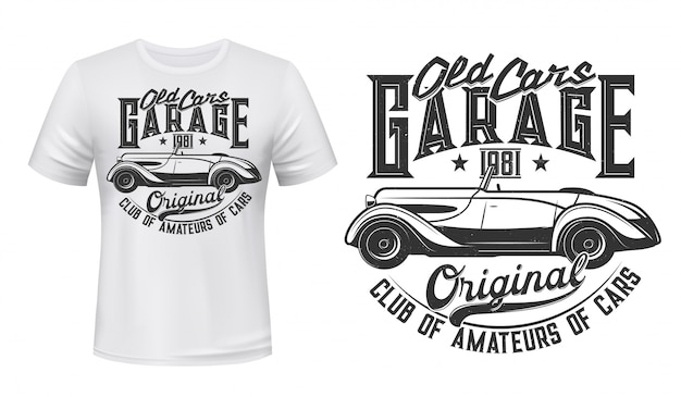 Retro auto garage station t-shirt print