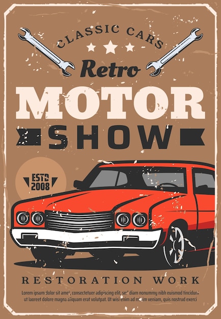 Vector retro auto's tonen vintage auto motorclub