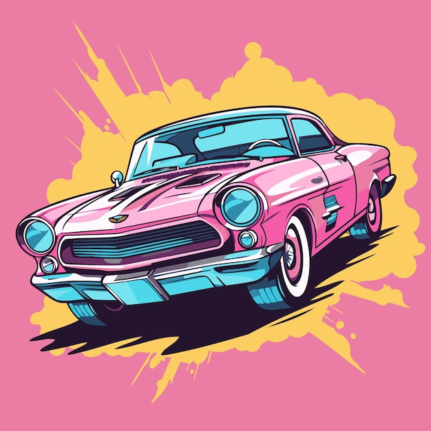 Vector retro auto vector illustratie voor uw ontwerp op grunge achtergrond