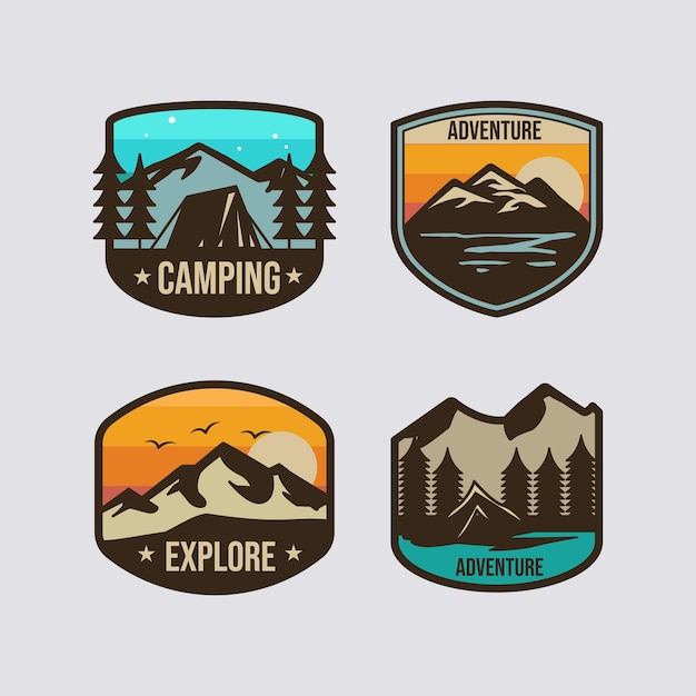 Retro avontuur camping logo ontwerpsjabloon