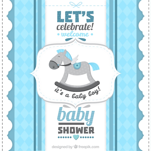 Vector retro baby shower card for a boy