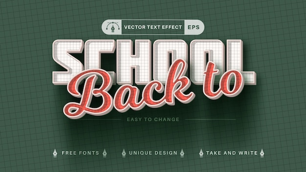 Retro Back to School - Editable Text Effect, Font Style