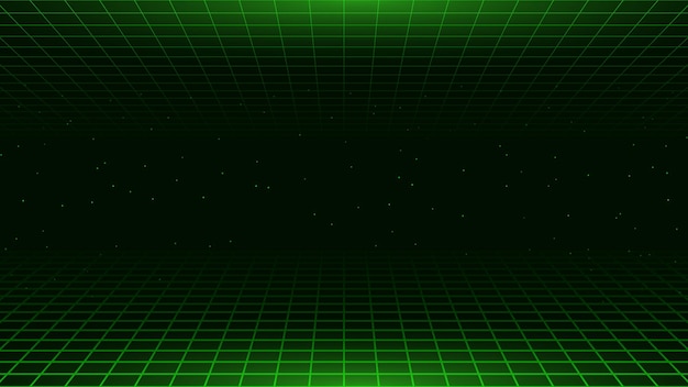 レトロ 80's 90's スタイル グリッドと星空 サイバースペースと代替現実コンセプト