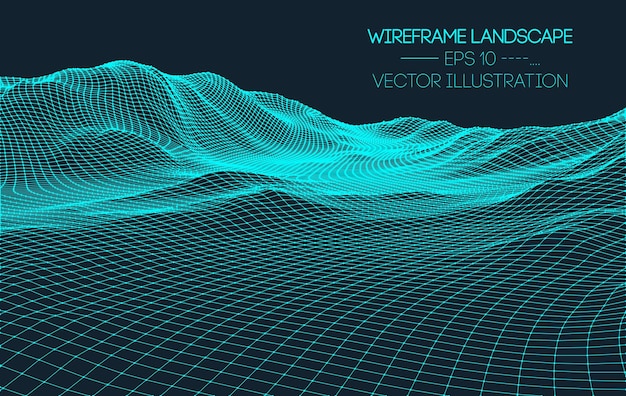 Vector retro background futuristic landscape 1980s style digital retro landscape cyber surface 80s party background retro 80s fashion scifi background landscape vector eps 10