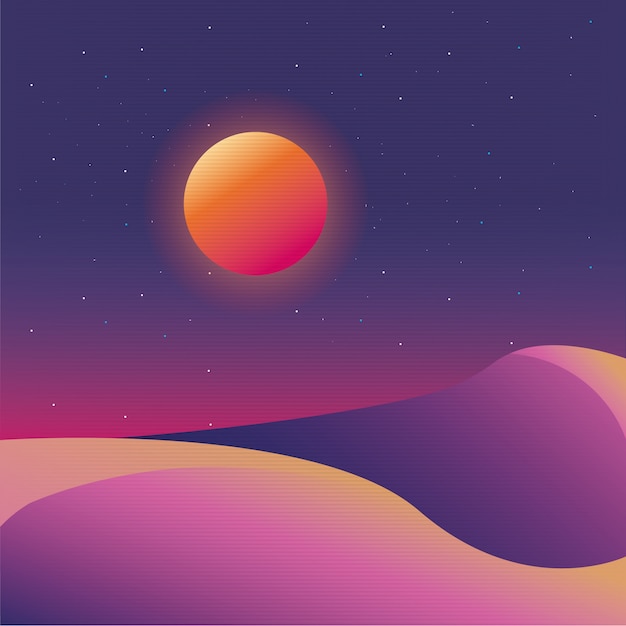 Retro background futuristic landscape