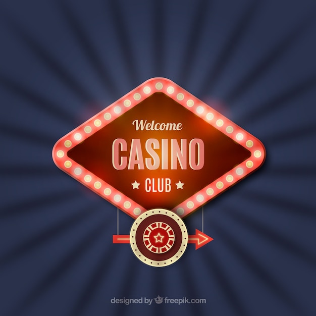 Retro background with luminous casino sign