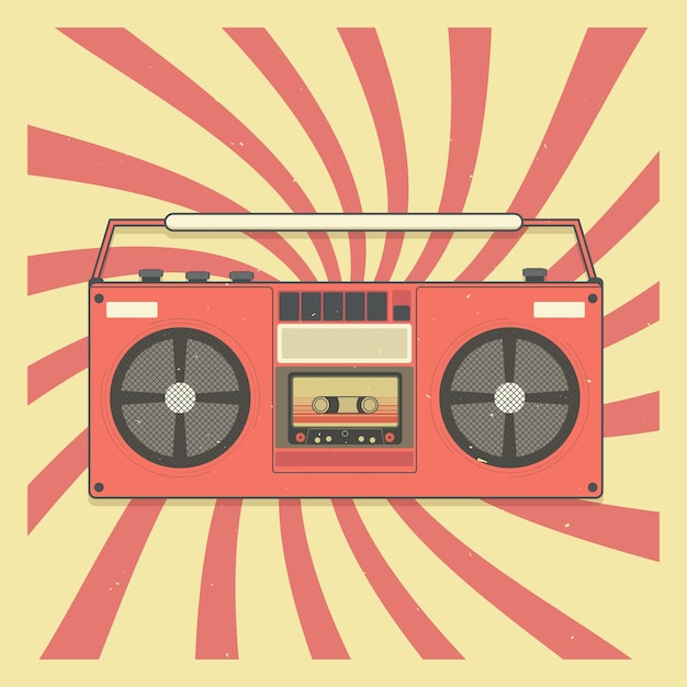 Vector retro background with retro radio