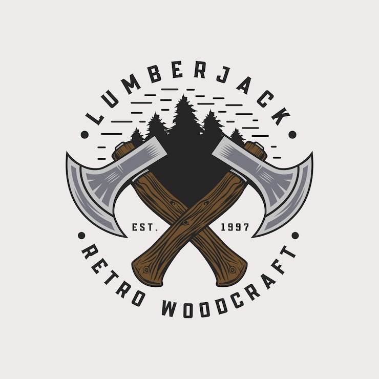 Vector 레트로 배지 lumberjack 빈티지 로고 디자인 템플릿 터 일러스트레이션