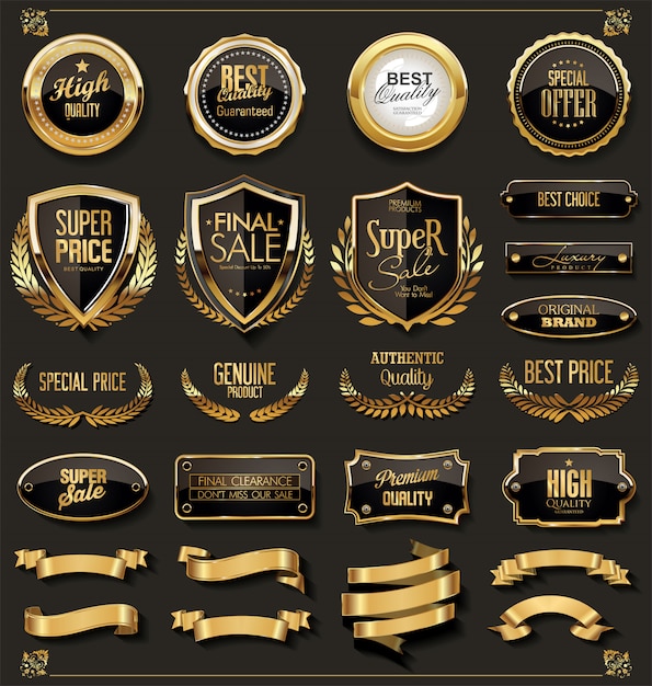 Vector retro badges and labels collection