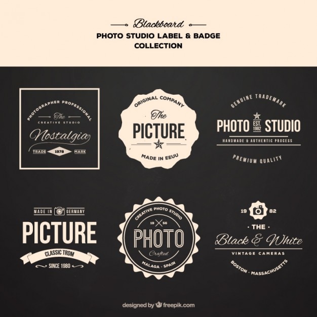 Vector retro badges for photography topics