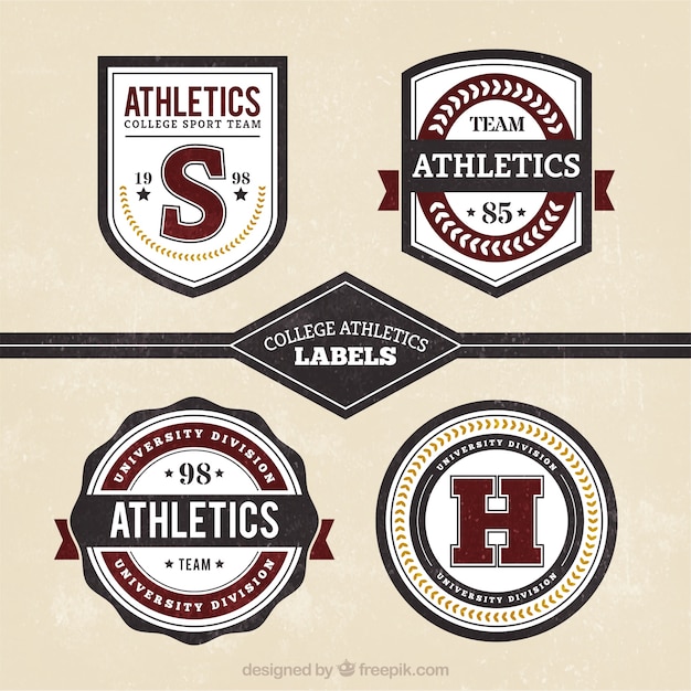 Vector retro badges voor het college sport