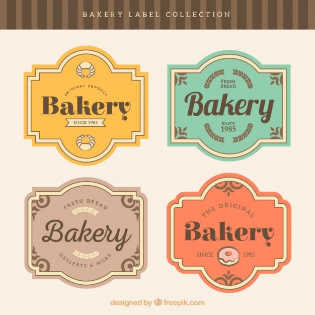 Vector retro bakery badges with frame