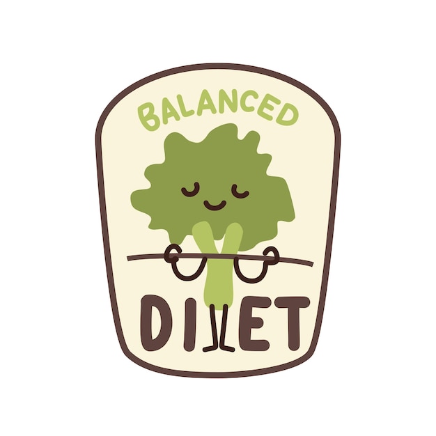 Retro balanced diet sticker illustration