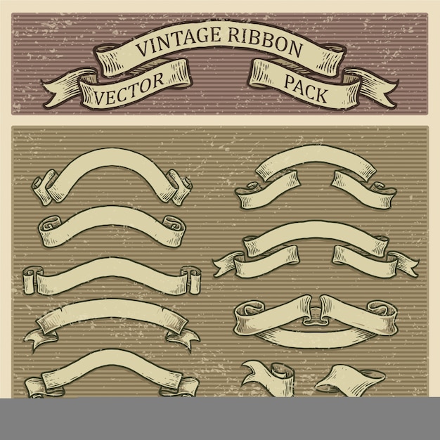 Vector retro banner set, vintage lint collectie