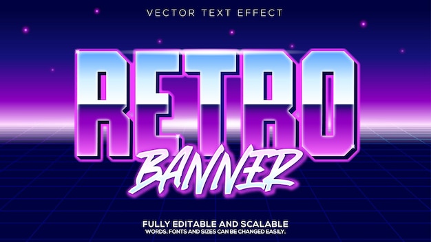 Vettore effetto di testo retro banner